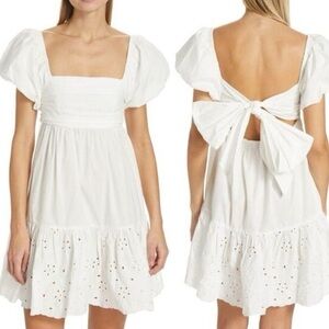 NWT En Saison Juliet Eyelet White Puff Sleeve Mini Dress